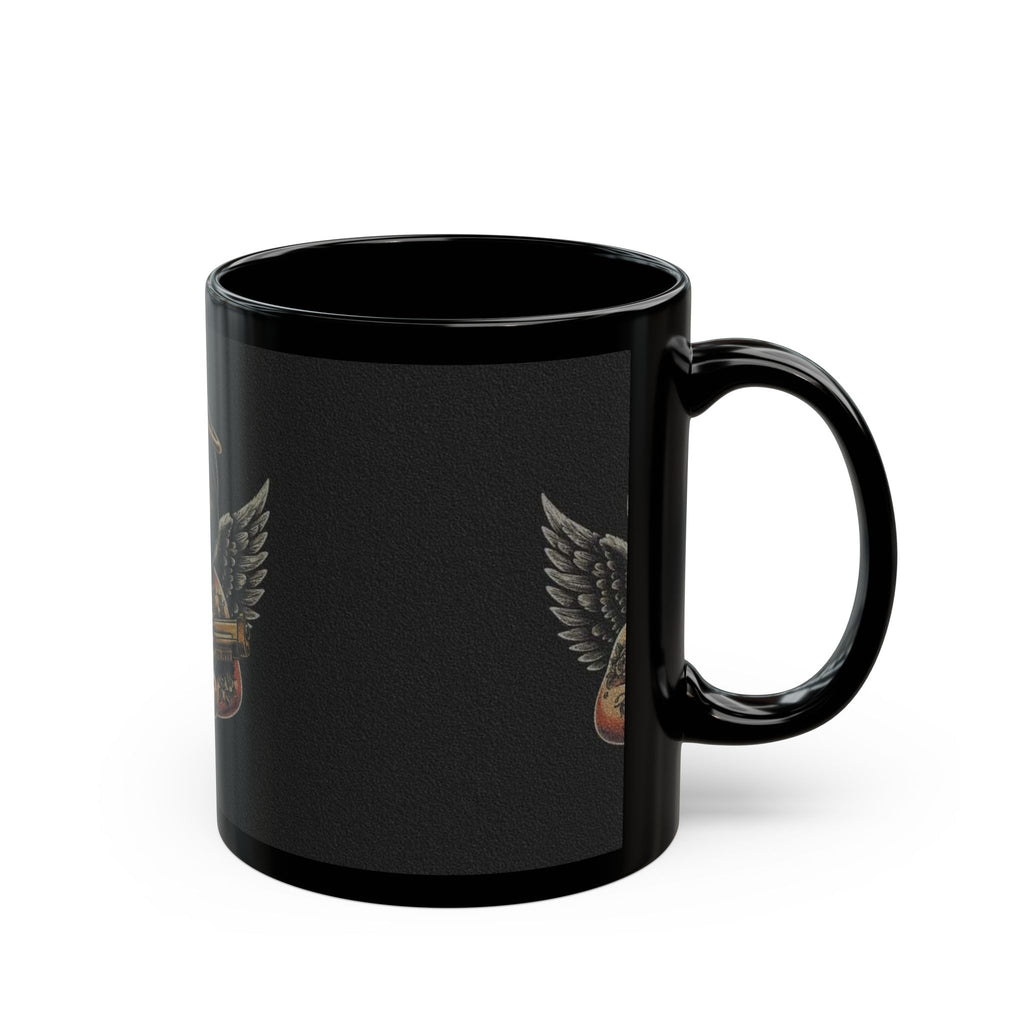Tattooed Angel Black Mug - Unique 11oz & 15oz Coffee Cup