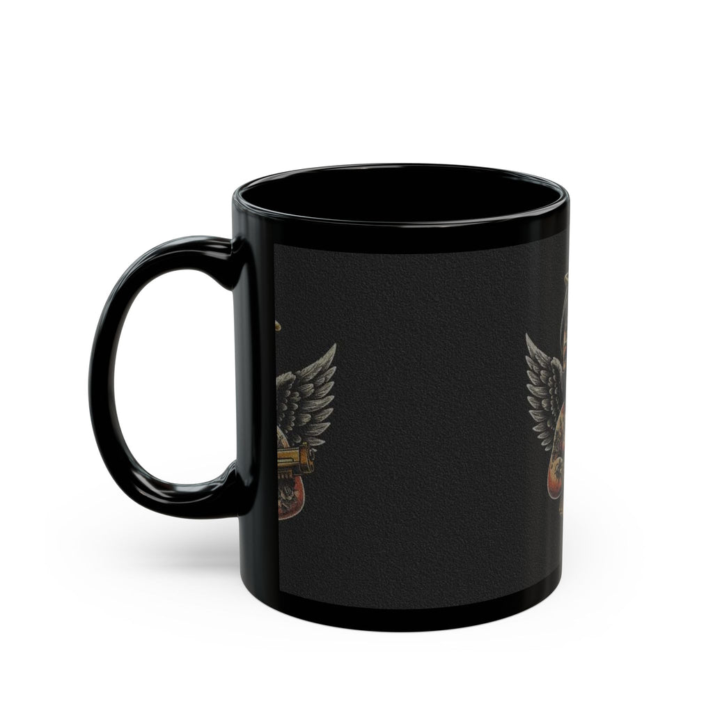 Tattooed Angel Black Mug - Unique 11oz & 15oz Coffee Cup