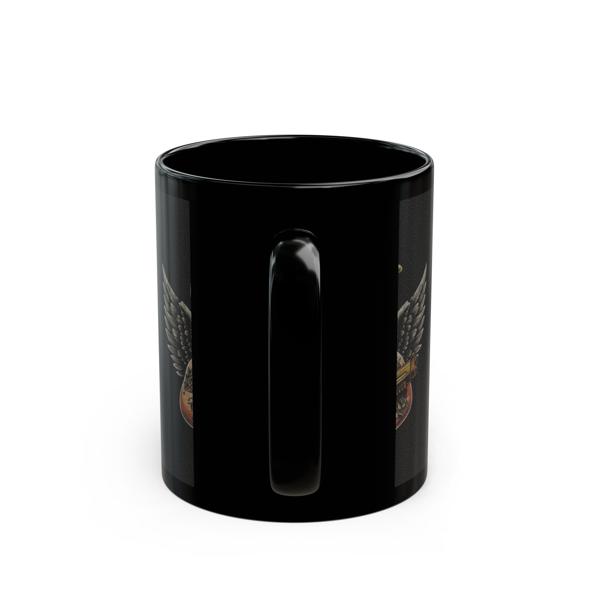Tattooed Angel Black Mug - Unique 11oz & 15oz Coffee Cup