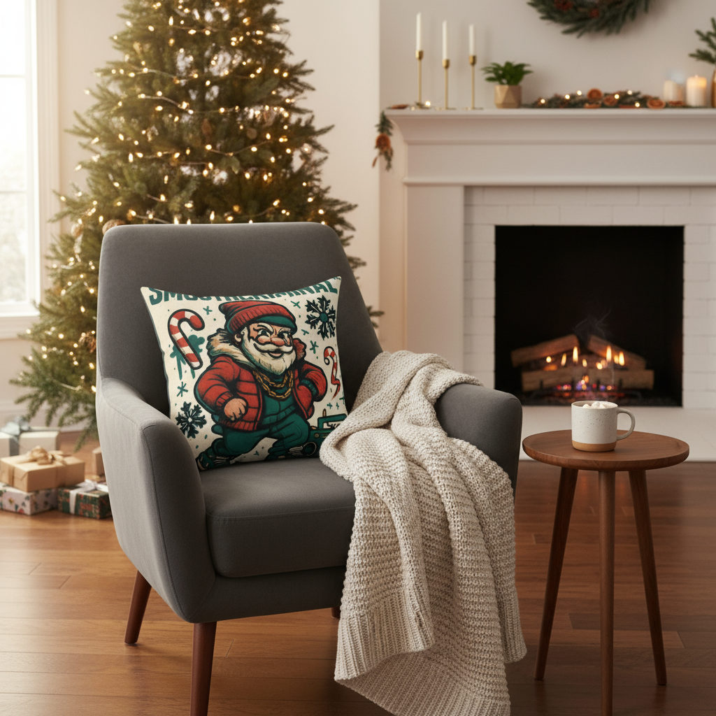 Hip-Hop Santa Pillow Lifestyle Mockup